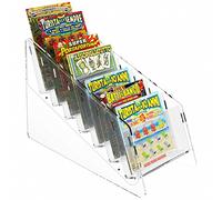 DesignPlex Espositore gratta e Vinci da banco in plexiglass Trasparente a 7 Tasche Misure: 12,5 x 29 x H19 cm