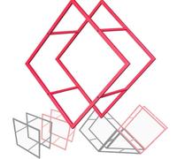 Espositore impilabile per Pneumatici e Cerchi, Robusto e Compatto, con Supporti per Ruote e vetrine per Cerchi, Colore Rosso, Design salvaspazio.