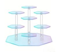 Espositore in acrilico a 7 ripiani, organizer per dessert, gioielli, torte, cosmetici, profumi, oggetti da collezione, trasparente, moderno, da scrivania, decorazione per casa e ufficio (colori vivaci