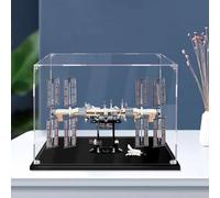 Espositore in acrilico compatibile con modello Le-go 21321 Stazione Spaziale Internazionale, scatola antipolvere, scatola trasparente, espositore (solo vetrina) (base nera 2 mm)