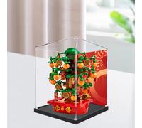 Espositore in acrilico compatibile con modello Le-go 40648 Money Tree, scatola antipolvere, scatola trasparente, espositore (solo vetrina) (base nera+spray posteriore3 mm)