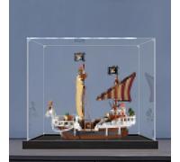 Espositore in acrilico compatibile con modello Le-go 75639 nave pirata, scatola antipolvere, scatola trasparente, espositore (solo vetrina) (base nera 2 mm)