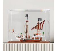 Espositore in acrilico compatibile con modello Le-go 75639 nave pirata, scatola antipolvere, scatola trasparente, espositore (solo vetrina) (base in legno 3 mm)