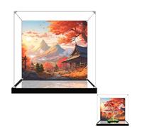 Espositore in acrilico da 3 mm per Lego 10348 modello bonsai in acero rosso, scatola trasparente antipolvere, compatibile con il modello Lego 10348 (modello non incluso) (sfondo + base a specchio)