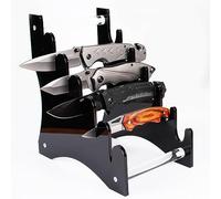 Espositore in Acrilico Nero - 6 Livelli per Coltelli a Scatto, Pieghevoli, EDC e Pugnali - Fessure a U, Supporto Opaco per Casa, Negozi o Vetrine (Nero)