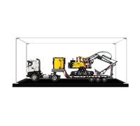 Espositore in acrilico per camion Lego 42175 e modello di escavatore elettrico, scatola trasparente antipolvere, compatibile con il modello Lego 42175 (modello non incluso) (base nera 2 mm)