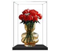 Espositore in acrilico per Lego 10328, set da costruzione con rose, trasparente, antipolvere, compatibile con Lego 10328 (solo vetrina) (base nera 3 mm)