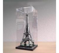 Espositore in acrilico per Lego 21019, modello Torre Eiffel, antipolvere, in acrilico trasparente, scatola portaoggetti (modello non incluso) (base nera)