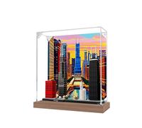 Espositore in acrilico per Lego 21033 Chicago Architecture Series, 3 mm antipolvere, espositore compatibile con Lego 21033 (modello non incluso) (base in legno sfondo)