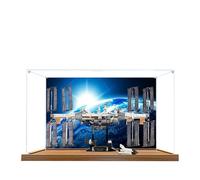 Espositore in acrilico per Lego 21321 modello Stazione Spaziale Internazionale, scatola antipolvere da 3 mm, espositore compatibile con Lego 21321 (modello non incluso) (sfondo base in legno)