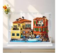 Espositore in acrilico per Lego 21359 edifici di città balneari italiane, scatola antipolvere, scatola trasparente, scatola da esposizione compatibile con 21359 (solo scatola) (base bianca trasparente