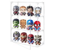Espositore in acrilico per oggetti da collezione, mobiletto trasparente a 3 ripiani con porta magnetica, vetrina antipolvere per action figure, giocattoli, minifigure, rocce, organizer da parete o da