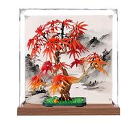Espositore in acrilico per piante bonsai Lego 10348 di acero rosso, antipolvere, scatola trasparente, scatola da esposizione compatibile con 10348 (solo scatola) (sfondo da 3 mm)