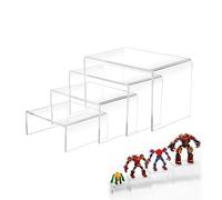 Espositore in acrilico trasparente, 4 pezzi, supporto rettangolare in acrilico, distanziatore per display, risers, cupcake, dessert per gioielli, cosmetici, trucco, personaggi pop, supporto