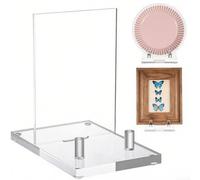 Espositore in acrilico trasparente progettato per libri, foto e arte, con supporto arrotondato e cuscinetti antiscivolo per una stabilità affidabile