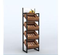 Espositore in legno 3/4 piani per snack e prodotti, vendita al dettaglio | Grande scaffale multistrato per supermercato, cucina, cipolle e patate(B-4 Tier)