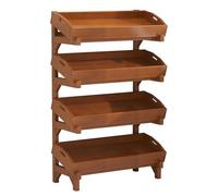 Espositore in legno, 4 ripiani, organizer verticale per frutta e verdura, grande capacità, per la vendita al dettaglio della casa con vassoio staccabile, 66 cm