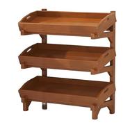 Espositore in legno a 4 ripiani, grande capacità per frutta e verdura, portaoggetti verticale da pavimento con vassoio staccabile, organizer per la casa