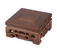 Espositore in Legno - Piedistallo in Legno, Base per Bonsai con Vaso Quadrato per Teiera per Decorazione Home Office(10x10x3.7cm)