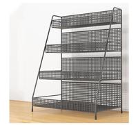 Espositore in metallo a 4 ripiani, resistente, capacità di carico 15 kg, nessun montaggio richiesto, nero, 30 x 20,5 x 52 cm, perfetto per casa, ufficio e vendita al dettaglio