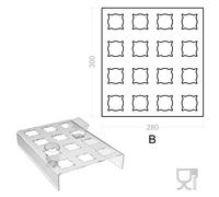 Espositore in plexiglass trasparente 16 postazioni per dolci semifreddi in bicchierini - Misura: 28x30x H5 cm trasparente