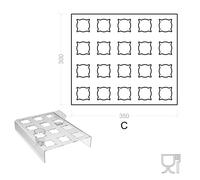 Espositore in plexiglass trasparente 20 postazioni per dolci semifreddi in bicchierini - Misura: 35x30x H5 cm trasparente