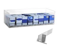 Espositore in plexiglass trasparente da banco porta sigarette da 20 dotato di n° 8 spingipacchetto, Misure: 50x30x H13.5 cm