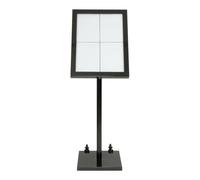 SECURIT - Espositore LED Black Star Con Palo e Base - Per Caffè, Ristoranti, Bar, Negozi - 4 Pagine A4 - LED Bianchi - Acciaio Martellato Nero - Cavo da 5m e Telecomando Incluso - Ruote non Incluse