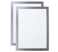 Espositore magnetico con dorso adesivo per documenti A4 in Grigio Metallico, set da 2 pezzi