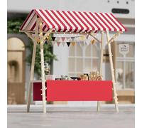 Espositore mobile for bancarelle, carrello for cibo da strada in legno con ruote bloccabili e tenda da sole, stand pieghevole for concessioni all'aperto for mercati(C2,120 * 600 * 200)