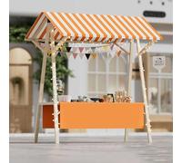 Espositore mobile for bancarelle, carrello for cibo da strada in legno con ruote bloccabili e tenda da sole, stand pieghevole for concessioni all'aperto for mercati(E2,120 * 60 * 200+wheel)