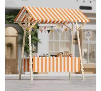 Espositore mobile in legno per alimenti, con ruote bloccabili e baldacchino, pieghevole, per mercatini all'aperto, dimensioni E1: 120 x 60 x 200 cm + ruota