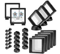 Espositore Monete, 10 Espositori Galleggianti, Trasparente Galleggiante, Supporti per Espositori, Cornice nera per Monete Antiche Challenge Medaglione, Gioielli, Conchiglie, Gossili (7 x 7 cm)