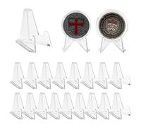 Espositore Monete Cavalletto Acrilico Supporto - 20 Pezzi Mini Espositori per Monete da Tavolo - Cavalletti di Plastica Trasparente per Carte | Medaglie | Pokemon | Orologio da Tasca | Minerali | PSA