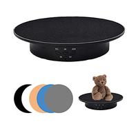 Espositore motorizzato per giradischi, giradischi elettrico rotante da 19,87 cm, base rotante elettrica, con 5 sfondi in PVC, carico 8 kg (pelle scamosciata nera)