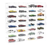 Espositore per auto giocattolo in acrilico trasparente, 32 slot per modellini di auto da collezione 1/64, trasparente, antipolvere, vetrina da banco (A)
