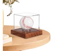 Espositore per baseball autografo, con protezione UV, base in legno, copertura protettiva trasparente | espositore per baseball di dimensioni ufficiali, collezionisti, mensola da scrivania Ho