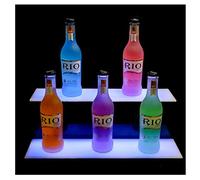 Espositore per bottiglie di liquori a LED, barra a 2 livelli illuminata con telecomando RF per cambiamenti di colore, accento decorativo per la casa, 50 x 21 x 17 cm