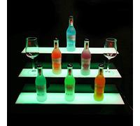 Espositore per bottiglie di liquori illuminato a LED, 3 gradini, con telecomando, illuminazione multicolore, per casa, bar o feste, 100 x 33 x 21 cm