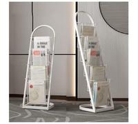 Espositore Per Brochure, Espositore Da Terra Per Riviste A 4/5 Ripiani, Supporto In Metallo Per Singoli Fogli, Organizzatore Per Riviste E Giornali, Per Fiere, Uffici Ed Esposizione(White,33x33x98cm)