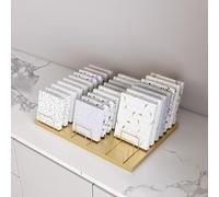 Espositore per Campioni di Piastrelle, espositore per Piastrelle da 30 posti, scaffale per lastre di Marmo per esposizioni, portacarte da Tavolo per targhe e Campioni - Elegante Finitura dor