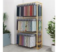Espositore per campioni di tessuto, organizer per campioni in metallo su entrambi i lati, autoportante, espositore per trapunte e sciarpe per showroom e studi