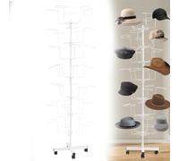 Espositore per cappelli, organizer girevole a 7 livelli con altezza regolabile, ganci in metallo per cappelli da baseball e cuffie per parrucche