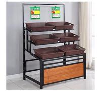 Espositore per carichi Pesanti, scaffale per Verdure a 5 Livelli con cestini in plastica, Organizer per Alimenti da Cucina per supermercati, Negozi di Alimentari, mercati contadini