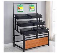 Espositore per carichi Pesanti, scaffale per Verdure a 5 Livelli con cestini in plastica, Organizer per Alimenti da Cucina per supermercati, Negozi di Alimentari, mercati contadini