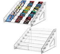 Espositore per carte in acrilico, a 7 livelli, per carte da collezione, trasparenti, organizer versatile per carte graduate, carte da baseball, biglietti da visita e carte da collezione, 2 pezzi