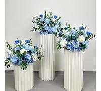 Espositore per centrotavola di nozze, supporto floreale realistico, a forma di sfera, composizione floreale decorativa in seta, per sfondo di un matrimonio, decorazione per l'arco, blu, Flower Ball +