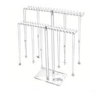 Espositore per collane in acrilico su entrambi i lati, altezza 36,3 cm, organizer per gioielli a due livelli, scaffale trasparente salvaspazio, robusto ed elegante, per uso domestico o al dettaglio