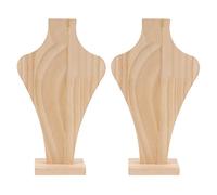 Espositore per Collane in Legno Massello a Forma di Vaso - 2 Set con Supporti per Gioielli, Display Portatile per Orecchini e Bracciali, Struttura Compatta in Legno Naturale (S)
