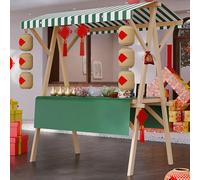 Espositore per fiere in Legno, Carretto per Dolci con Struttura Pieghevole, Rimorchio per Hot Dog, Chiosco per la Vendita di Cibo in Concessione(Green3,150cm/59in)
